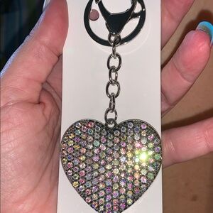 Silver Aurora borealis Heart purse/bag charm Keychain
